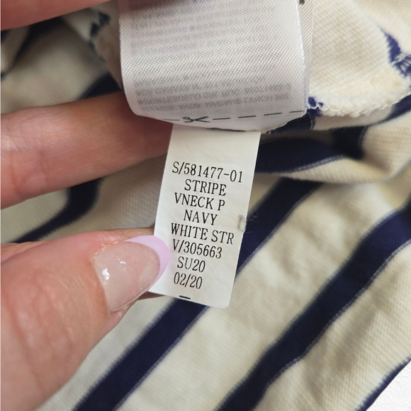 GAP Navy White Striped Hoodie V-Neck Pullover Nautical Style Sweatshirt Size XS - Picture 8 of 11